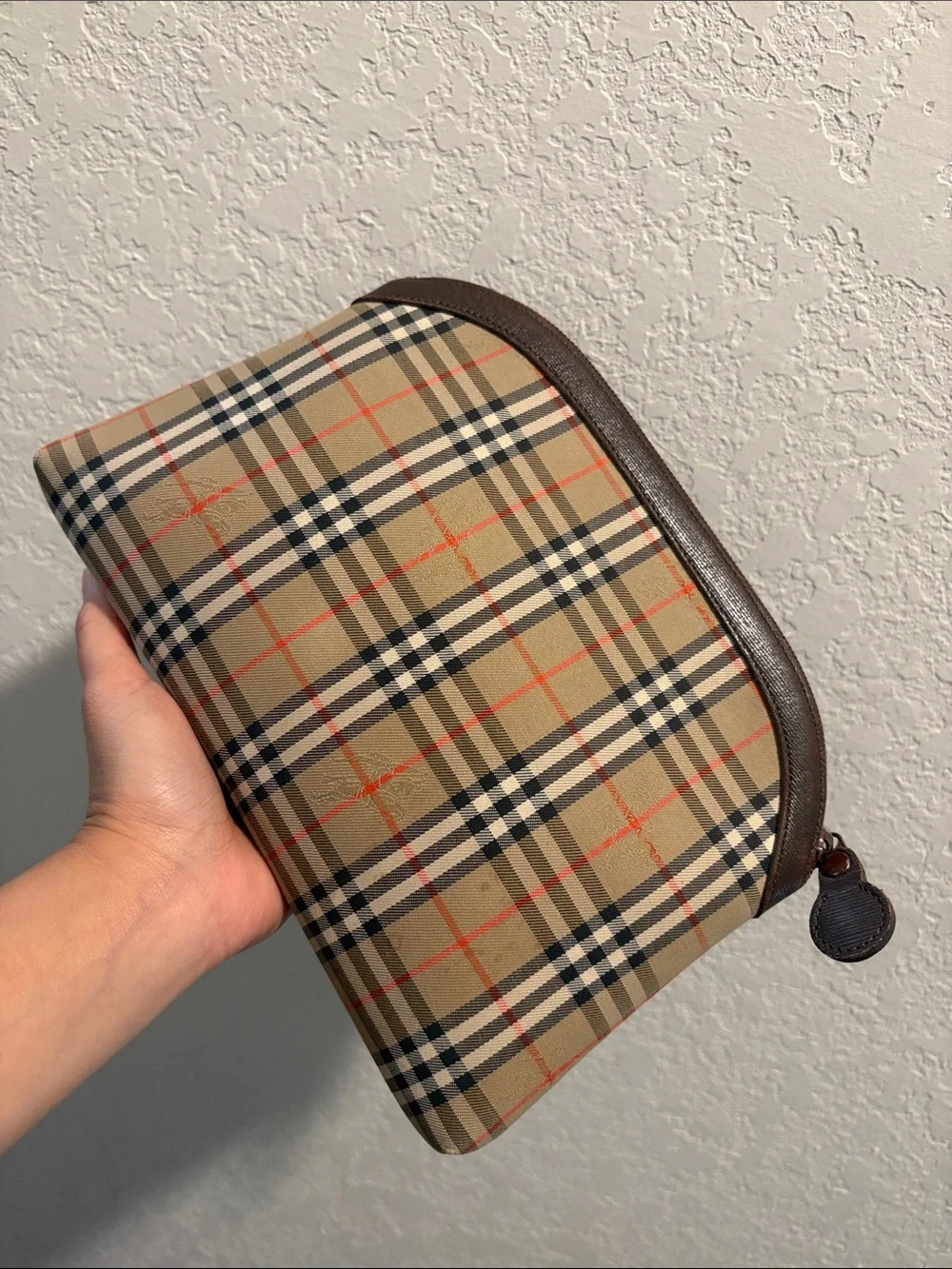 Burberrys Vintage Classic Plaid Clutch Bag Toiletry